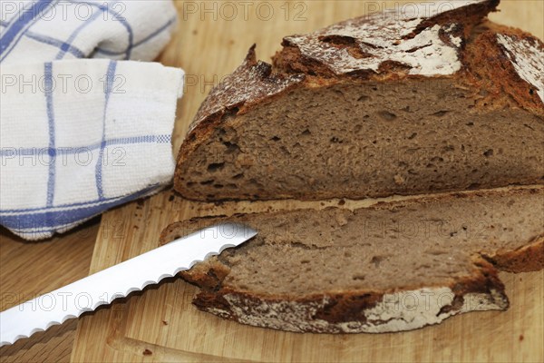 Close-up of a good, crusty sliced loaf of bread