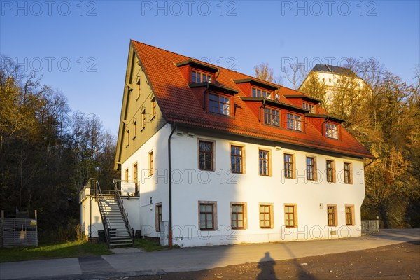 Sachsenburg concentration camp memorial on the Zschopau, Sachsenburg, Sachsenburg, Saxony, Germany,