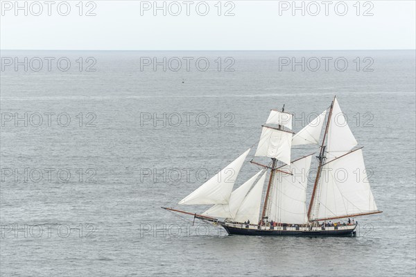 Large old traditional sailing boat in a bay on the Atlantic. Camaret sur mer, Crozon, Finistere,