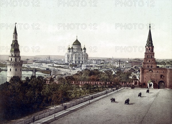 Cathedral of St Saviour, Kremlin, Moscow, Russia, 1890, Historical, digitally restored reproduction