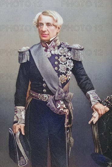 Edmund Lyons, Baron Lyons, Lord Admiral, 1790-1858, British Admiral. Painted by DJPound after a