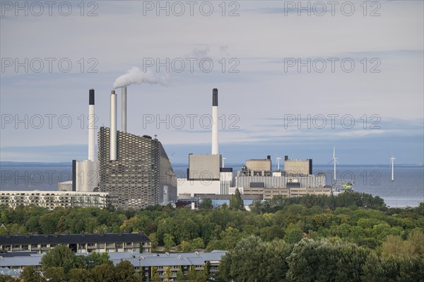 Amager waste incineration plant or Amagerforbrænding, wind turbines, Copenhagen, Denmark, Europe