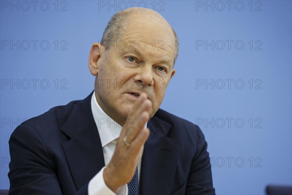 Olaf Scholz (SPD), Federal Chancellor, presents the 2025 budget at the BPK. Berlin, 05.07.2024.