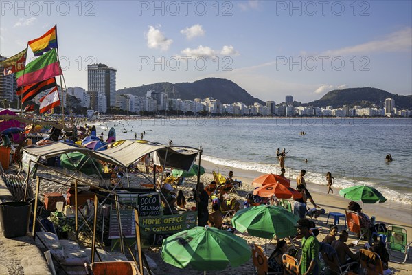 City view in Rio de Janeiro / Brazil and view of the Copacabana, 21.07.2024. Photographed on behalf