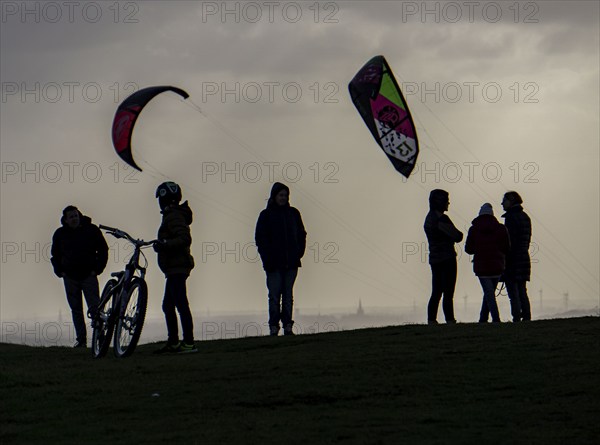 Mountain bike trail with jumps, downhill trail, on the Norddeutschland spoil tip in
