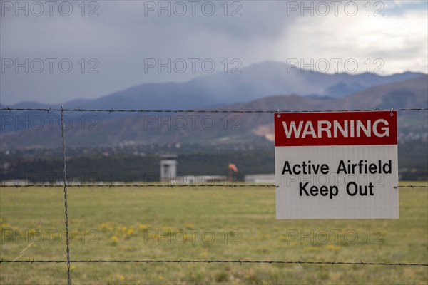 Colorado Springs, Colorado, A sign warns people not to enter the airfield at the U.S. Air Force
