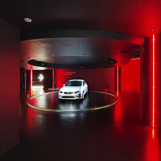 Interior view of the Seat Pavilion, Autostadt, Volkswagen AG, Wolfsburg, Lower Saxony, Germany,