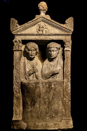 Commemorative plaque by Lucius Vibius Pollio and Floria Hilara, 1st century, Tergestino Lapidarium,