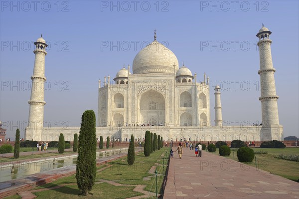 Taj Mahal, built by the Grand Mogul Shah Jahan in memory of his principal woman Mumtaz Mahal, who