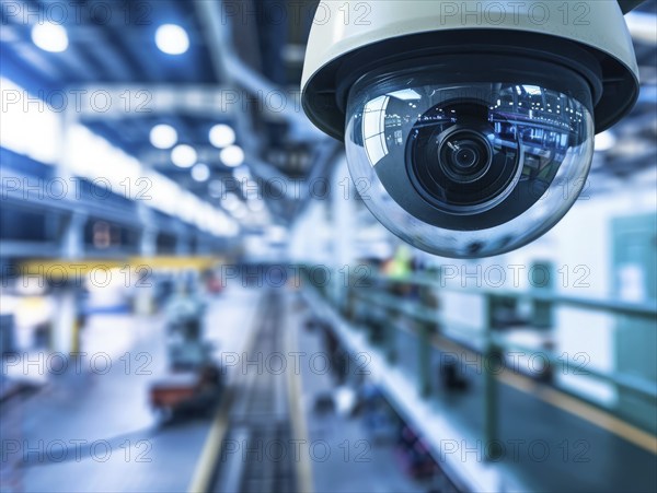 CCTV security safety camera provides surveillance, privacy and protection to business warehouse, AI