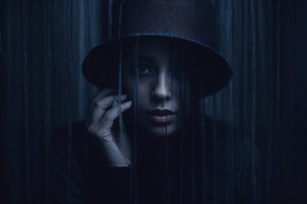 A depressed woman woman is staring with vacant look, AI generated