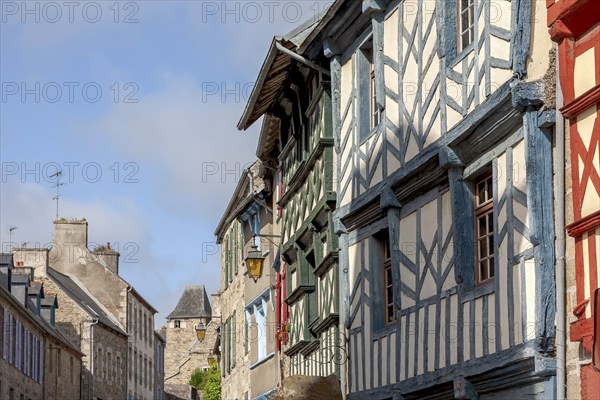 Historic house facades, Treguier old town, Département Côtes-d'Armor, Brittany, France, Europe