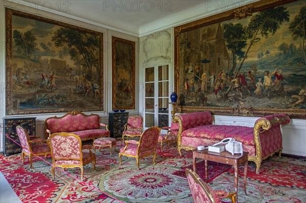 Epinoy Room in Regency style and Brussels tapestries at Château de Bel?il, Baroque castle in