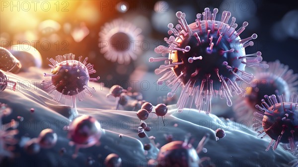 3d illustration of bacteria molecule in the backdrop conception of the humane immune system, AI