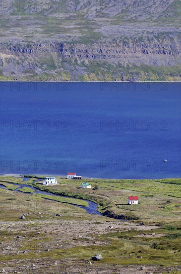 Old houses, Hesteyri, Hesteyrarfjörður or Hesteyrarfjördur, hiking paradise Hornstrandir,