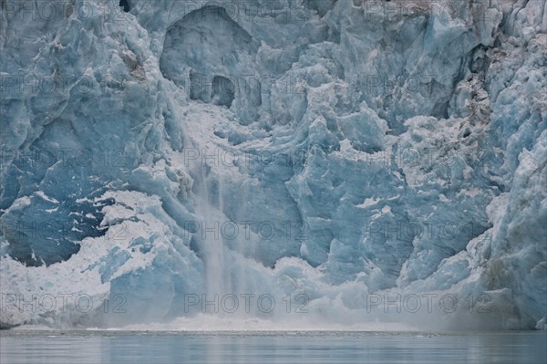 Calving glacier, edge of Monacobreen, Liefdefjord, Woodfjord area, Spitsbergen Island, Svalbard and