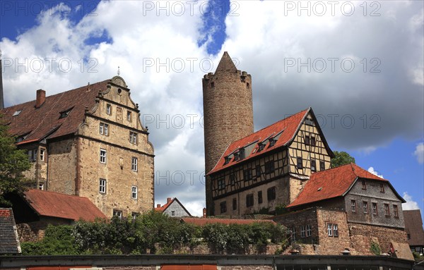 Hinterburg Castle, Hinterturm Tower and the Count's Forester's House, Schlitz, small town in the