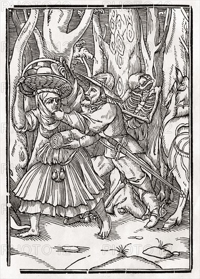 Der Tod kommt für den Räuber Nach Hans Holbein d.J. Aus Der Todten Tanz oder Der Tanz des Todes