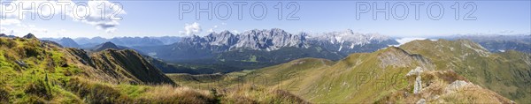Alpine panorama, Carnic High Trail, view from the Carnic main ridge to the Sesto Dolomites, Carnic