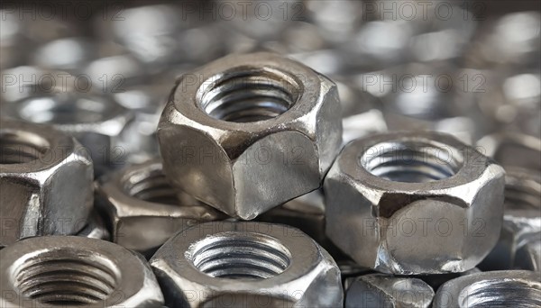 Metal, material, various nuts, screw connections, made of stainless steel
