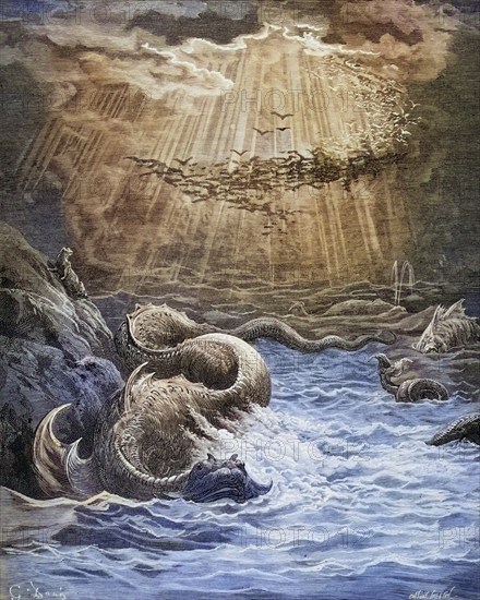 Illustration by Gustave Dore (1832-1883) for Paradise Lost, The Paradise Lost, published in 1667,