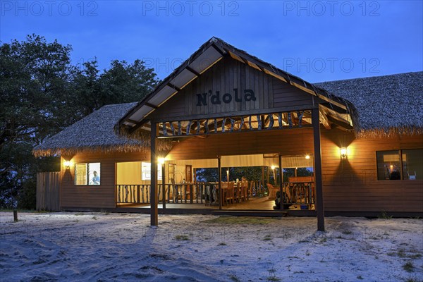 Loango Lodge, main building, blue hour, Loango National Park, Parc National de Loango,