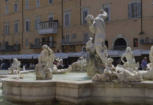 Fountain of Neptune, Fontana del Nettuno, one of the three fountains in Piazza Navona, Rome, Italy,