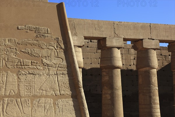 Luxor, Karnak Temple, Pillars of the Amun Re Temple in Karnak, Africa, Upper Egypt, UNESCO World