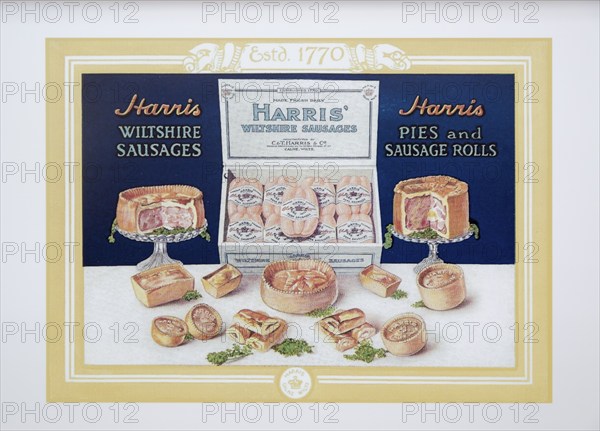 Harris pork meat products advert Calne Heritage Centre museum, Heritage Quarter, Calne, Wiltshire,