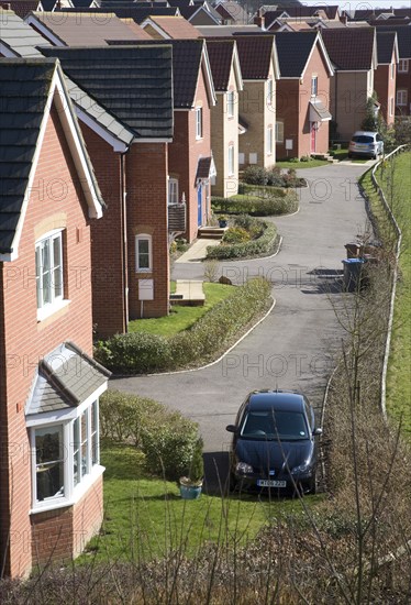 High density modern housing on greenfield site, Saxmundham, Suffolk, England, United Kingdom,