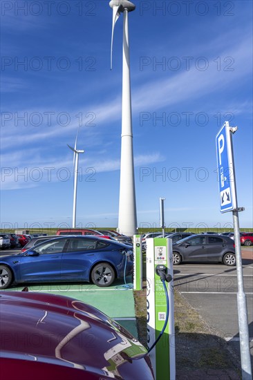 Electric car fast charging station, from the Dutch provider PowerGo, in the ferry harbour of