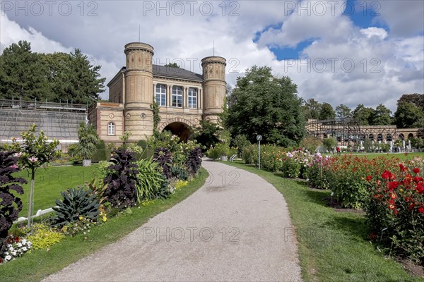 Archway building, Botanical Garden in Karlsruhe Palace Gardens, Karlsruhe, Baden-Wuerttemberg,
