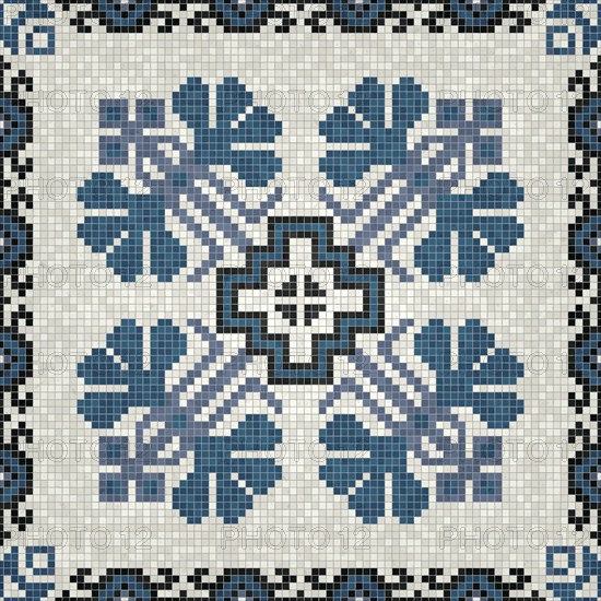 Mosaic tiles decorative background, seamless repeating vector pattern template for wallpaper,