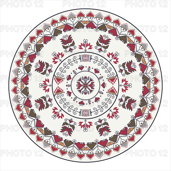 Traditional Bulgarian embroidery design element over white background