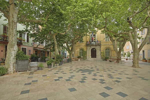 Town hall on Place de la Libération, Collobrières, Collobrieres, Massif des Maures, Var, Provence,