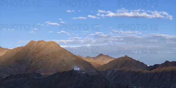 The Namgyal Tsemo Gompa monastery on Tsenmo Hill, a viewpoint over Leh, Ladakh, Jammu and Kashmir,