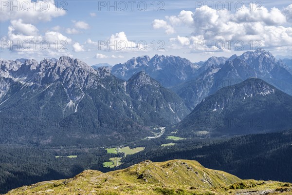 View from the Carnic main ridge to the Sesto Dolomites, Carnic Alps, Carinthia, Austria, Europe