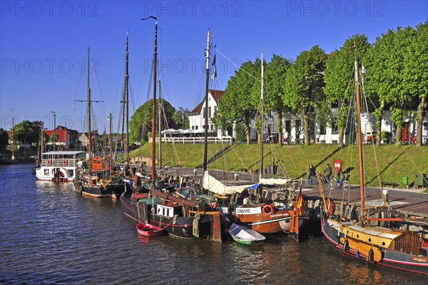 The Sielhafenmuseum in Carolinensiel, East Frisia, Lower Saxony, Federal Republic of Germany River