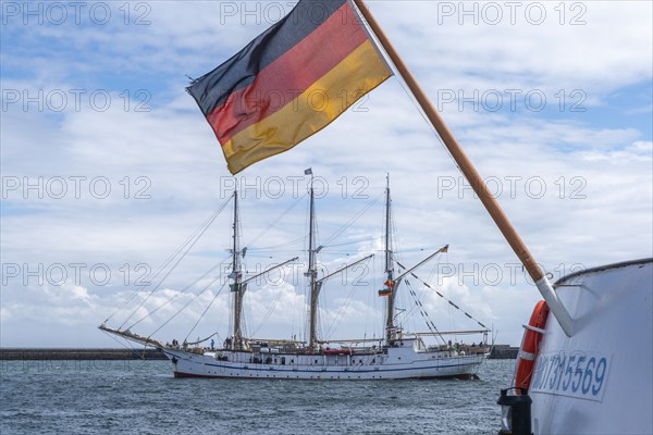 Traditional three-masted gaff schooner Grand Duchess Elisabeth, sail training ship, sailing trips,