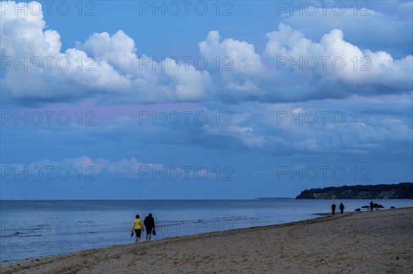Beach in the evening, with thick storm clouds, near Sellin, walker, Island Rügen,