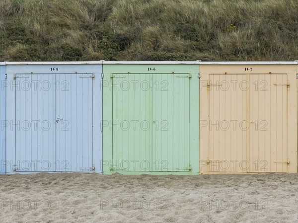 Colourful pastel beach cabins, beach, beach hut, colour, Domburg, Netherlands