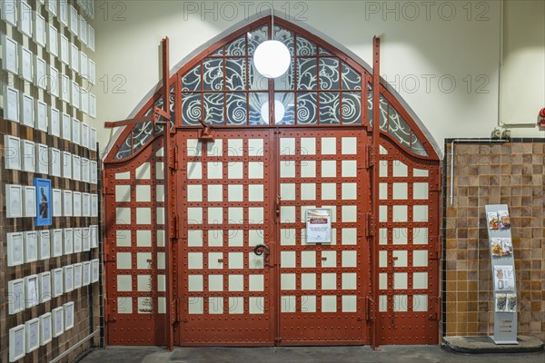 Iron-clad portal in the Art Nouveau style of the listed market hall in Stuttgart,