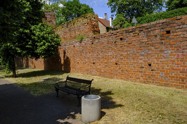 Parts of the old historic town wall of Namyslow (Namslau), Opole Voivodeship, Poland, Europe