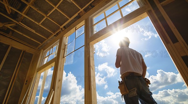 Home renovation and house construction worker does repair and development of residence interiors,