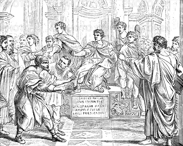 Punishment of the magician Elymas, artist, Italian painter Raphael Santi, New Testament, Acts of