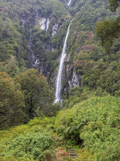 Waterfall Salto El Condor, Queulat National Park south of Puyuhuapi, Patagonia, Chile, South