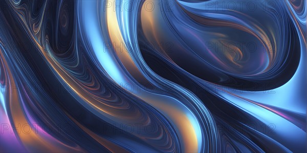 Abstract holographic background with swirling iridescent vibrant colors, AI generated