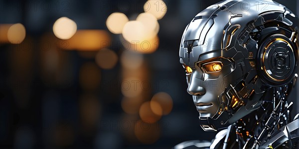 Advanced humanoid robot heads illustrating future robot concepts, AI generated