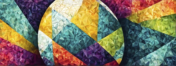 Abstract Easter egg design with geometric patterns, bold colors, and a mix of textures, creating a
