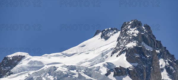 Icy mountain peak with glacier, La Jonction, Chamonix, Haute-Savoie, France, Europe